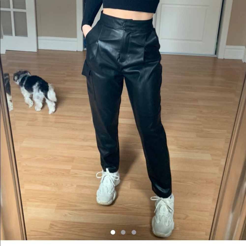 Vegan leather cargo pants